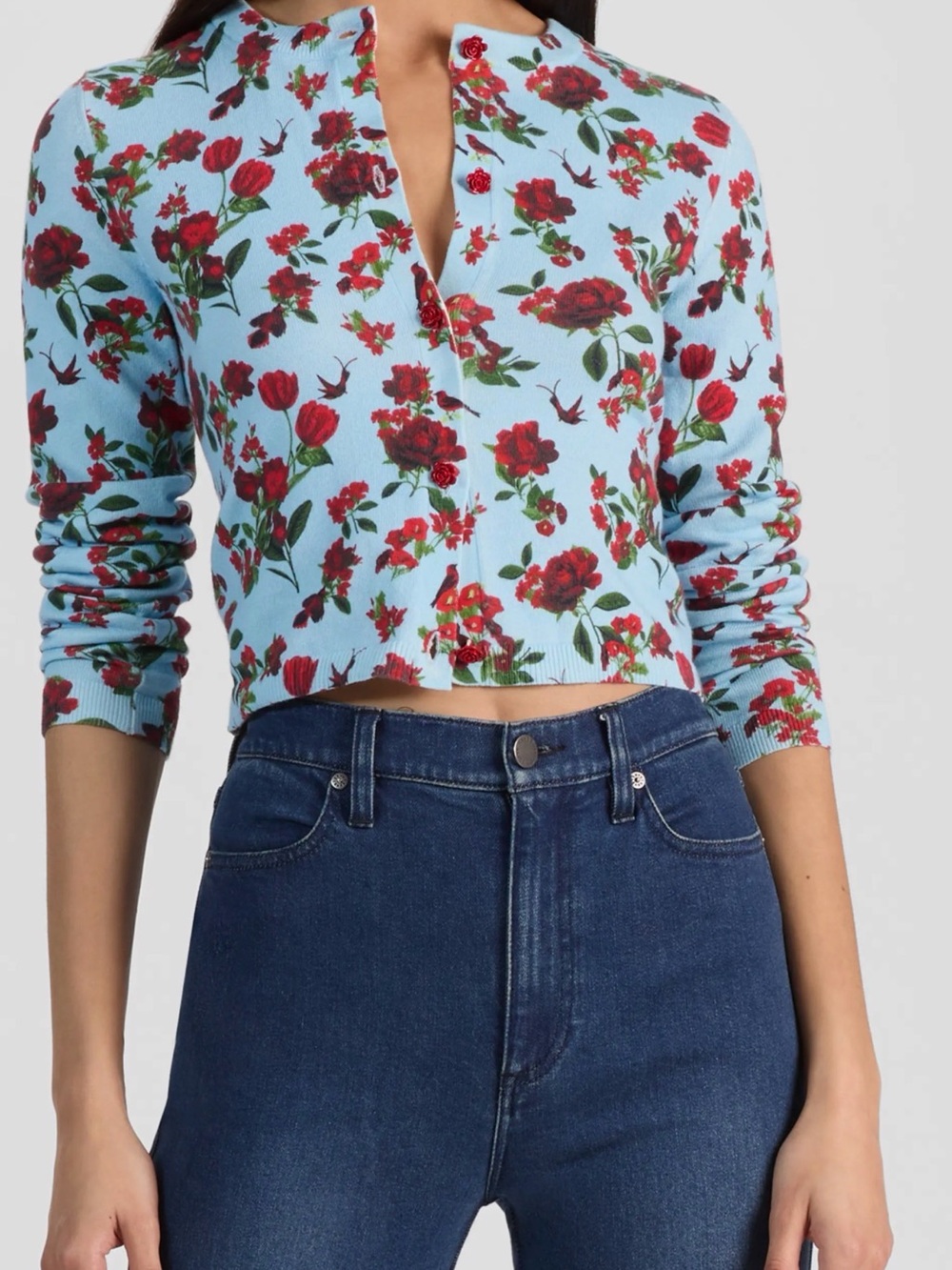 Alice + Olivia Carson Floral Print Cardigan